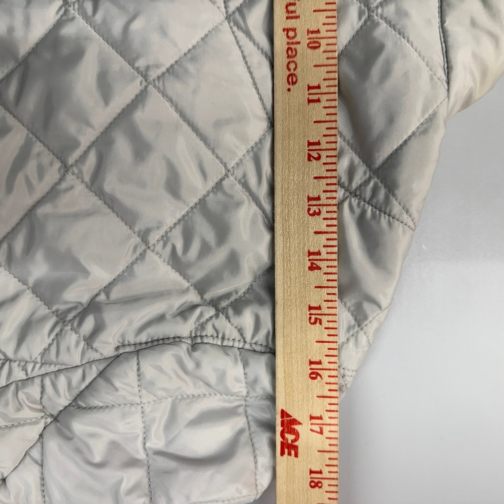 Coach New York Quilted Jacket Womens Medium Gray Cinched Waist Leather Trim M - Picture 6 of 11